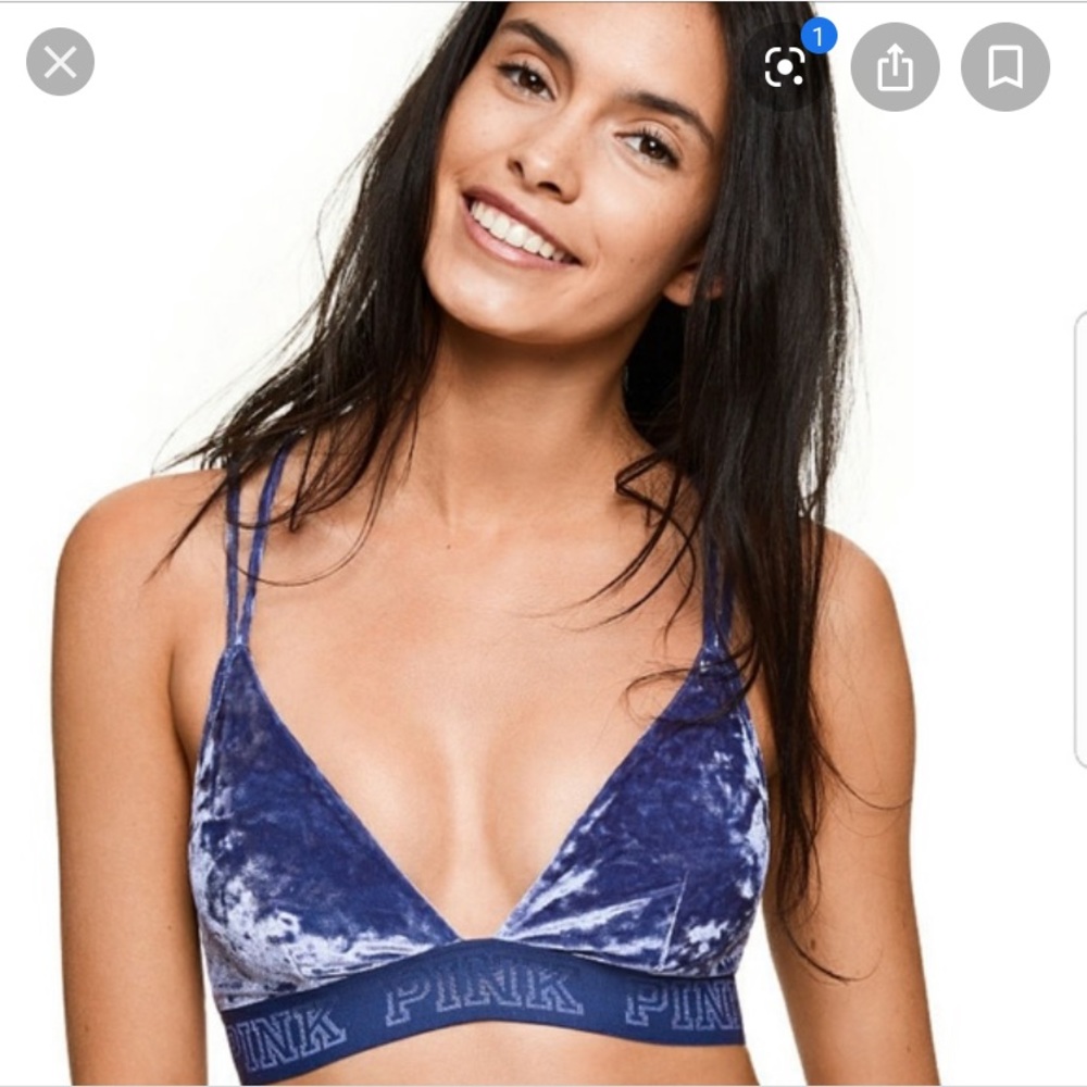 Pink blue velvet bralette